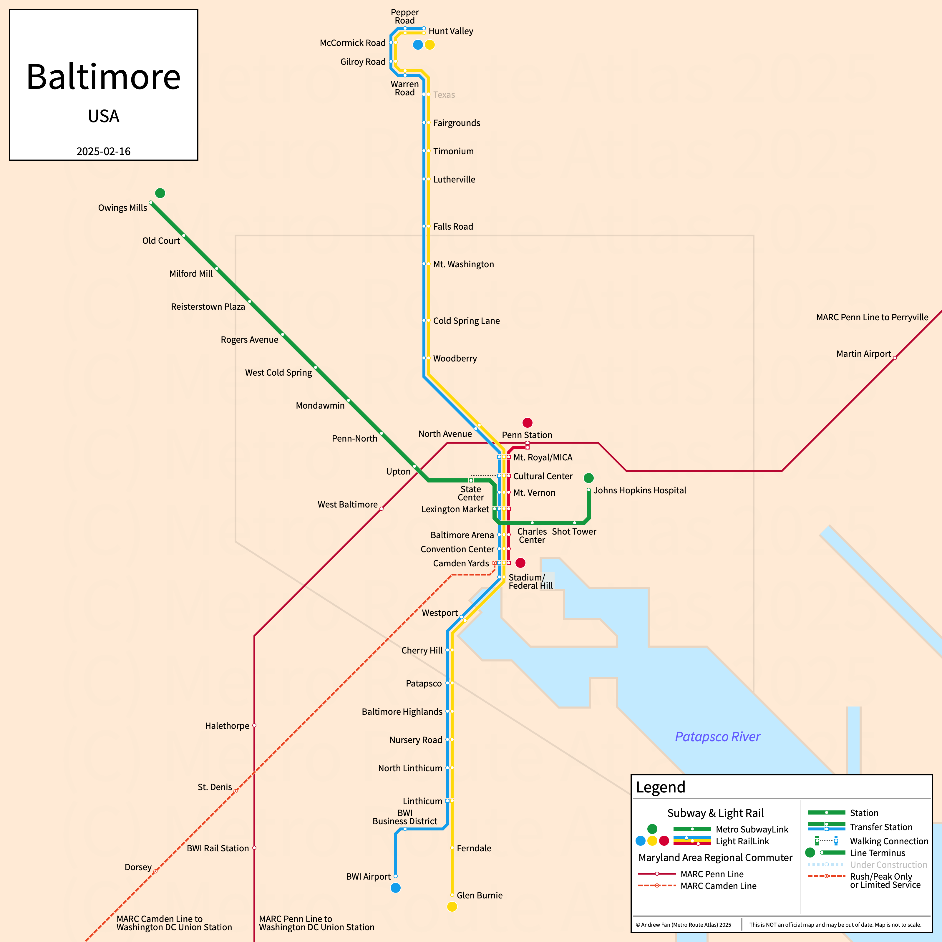 Metro Route Atlas Baltimore, Maryland, USA